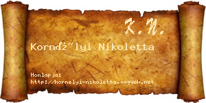 Kornélyi Nikoletta névjegykártya